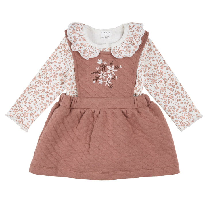 Ensemble robe salopette matelassé à imprimé floral