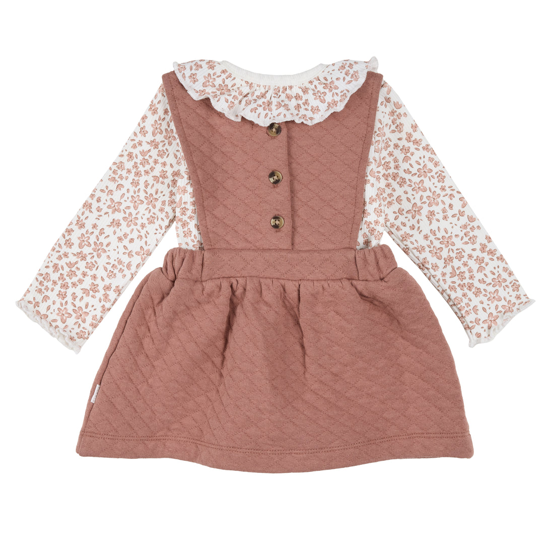 Ensemble robe salopette matelassé à imprimé floral