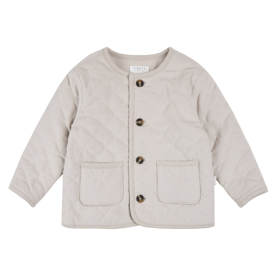 Cardigan matelassé crème en velours côtelé