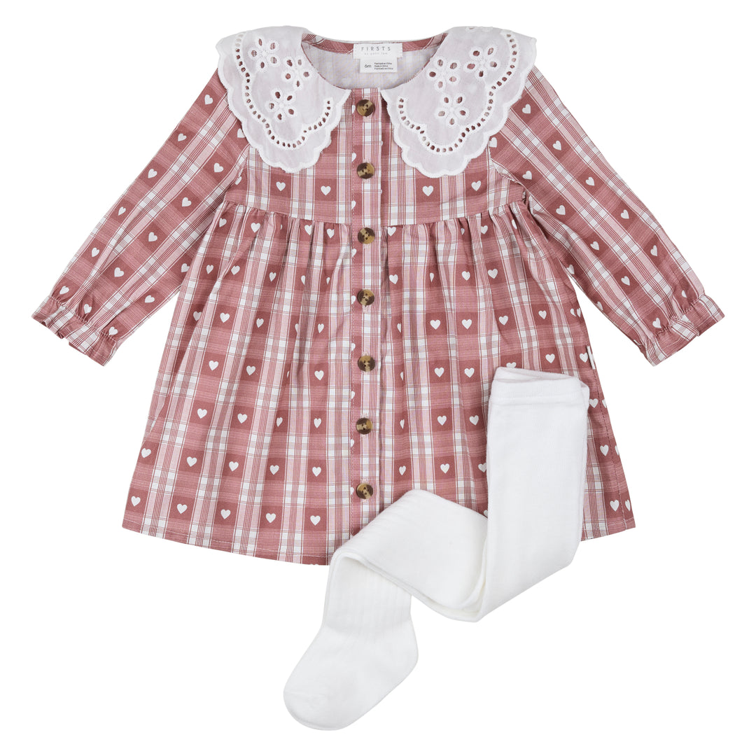 Ensemble robe en vichy rose vif