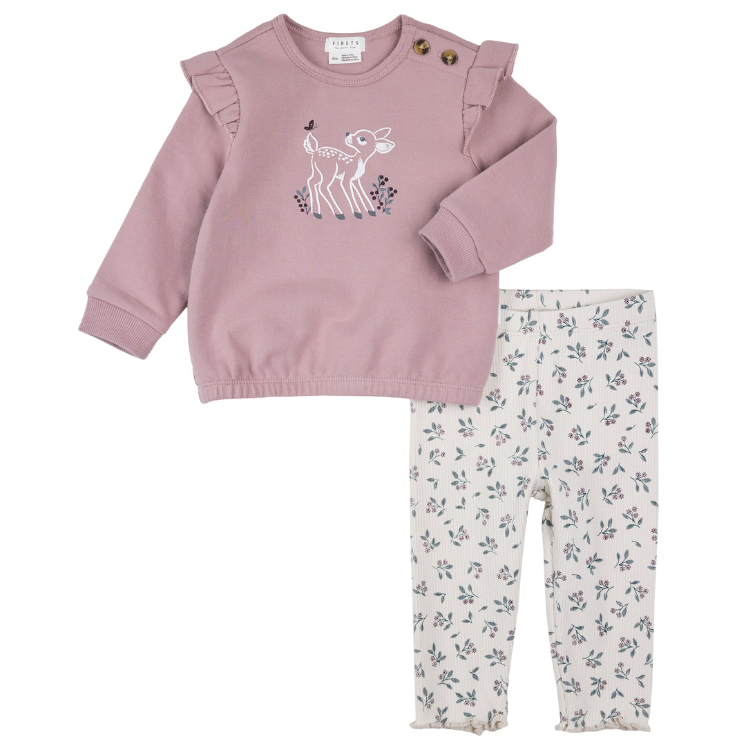 Ensemble legging à motif faon et imprimé floral