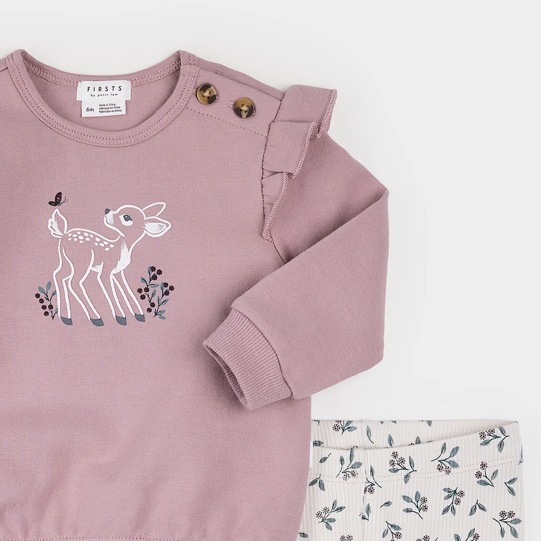 Ensemble legging à motif faon et imprimé floral