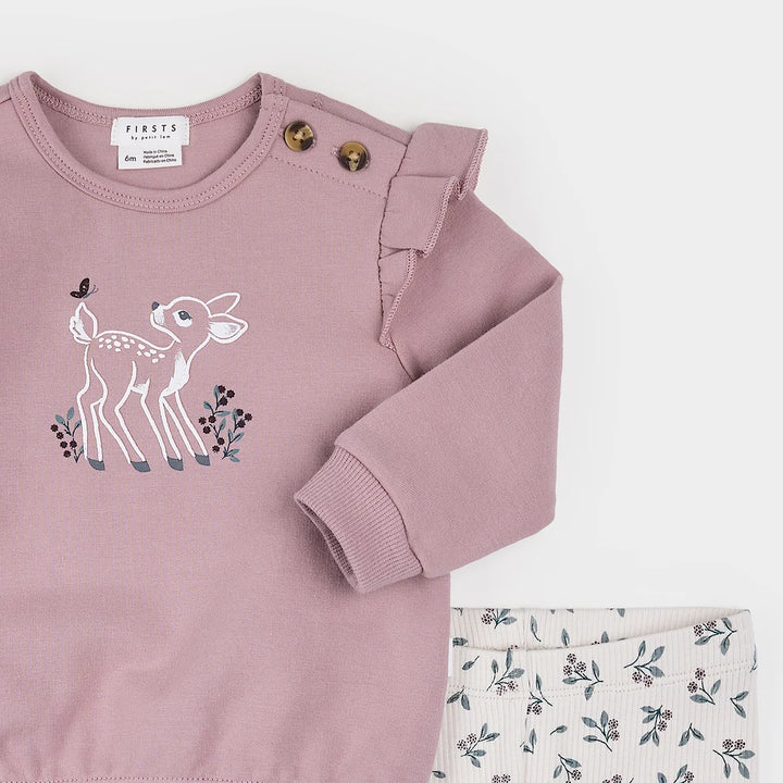 Ensemble legging à motif faon et imprimé floral