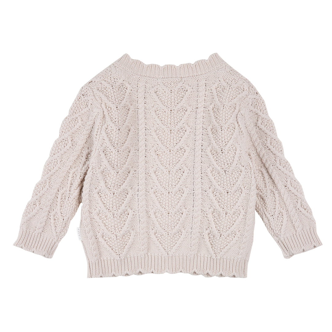 Cardigan en tricot crème avec jacquard floral