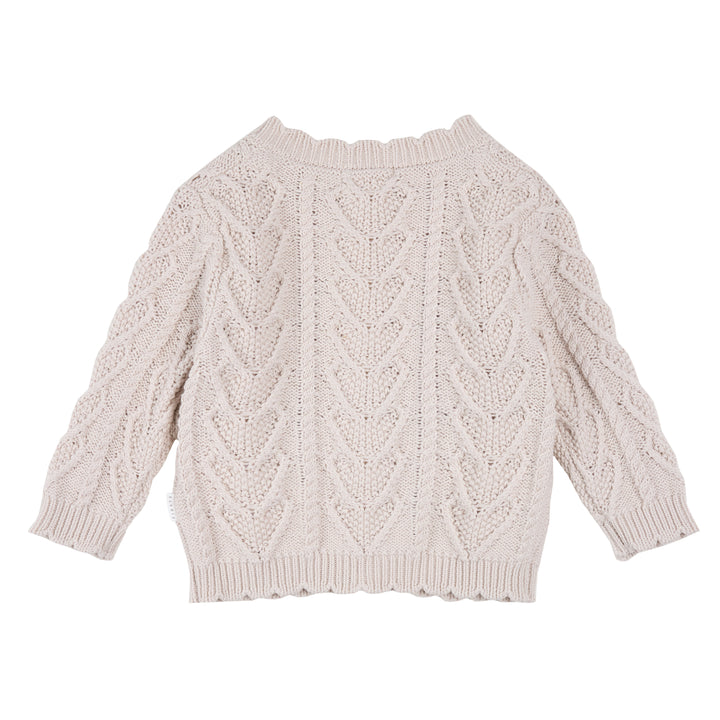 Cardigan en tricot crème avec jacquard floral