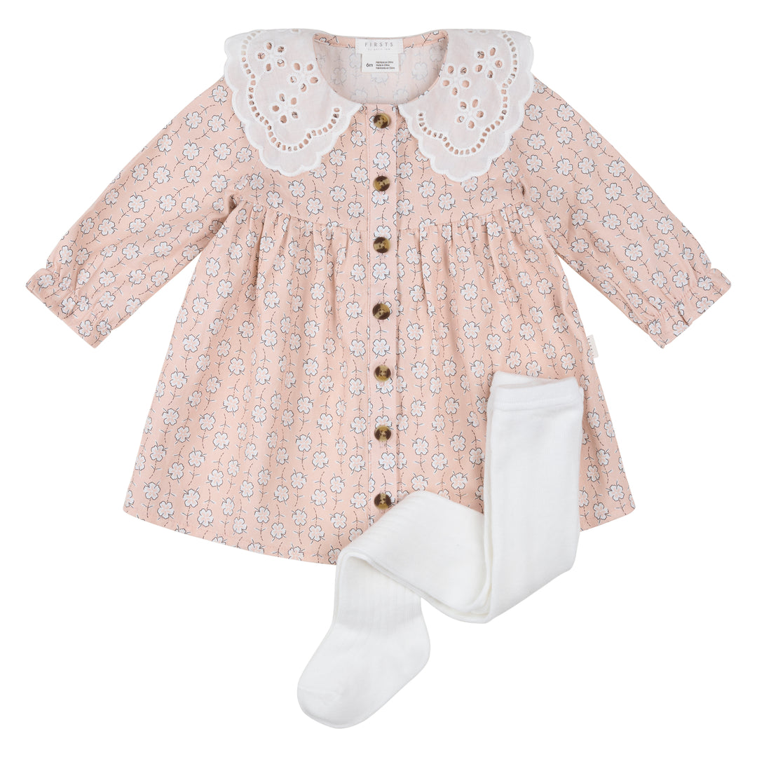 Ensemble robe en sergé brossé imprimé fleurs d'hiver