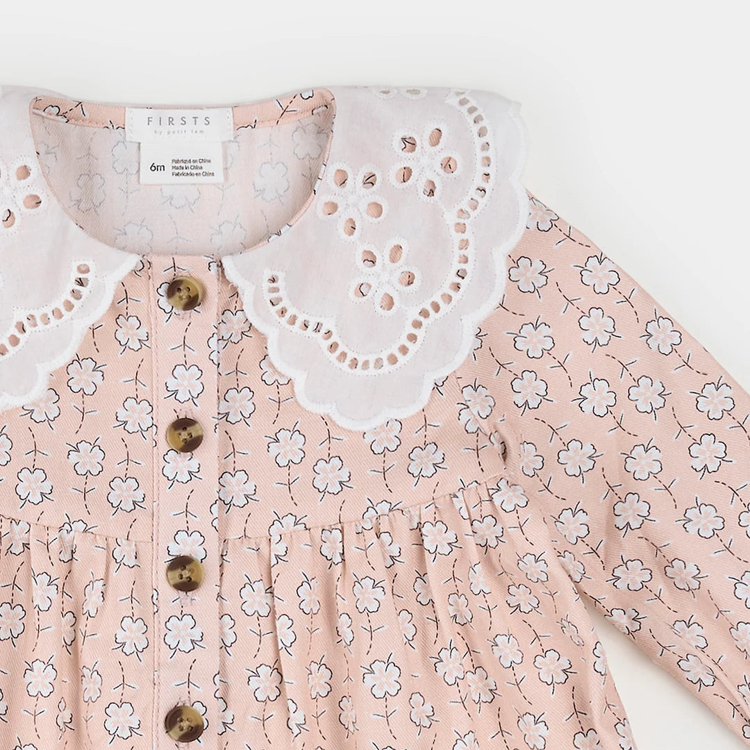 Ensemble robe en sergé brossé imprimé fleurs d'hiver