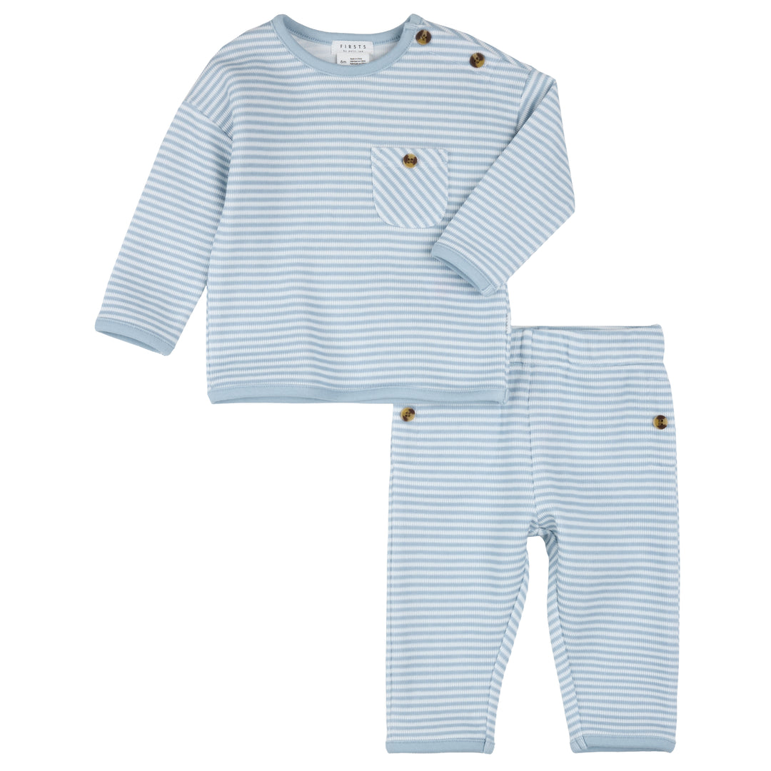 Ensemble jersey double à rayures bleu arctique