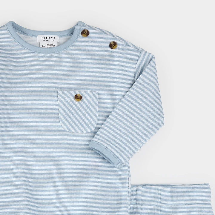 Ensemble jersey double à rayures bleu arctique
