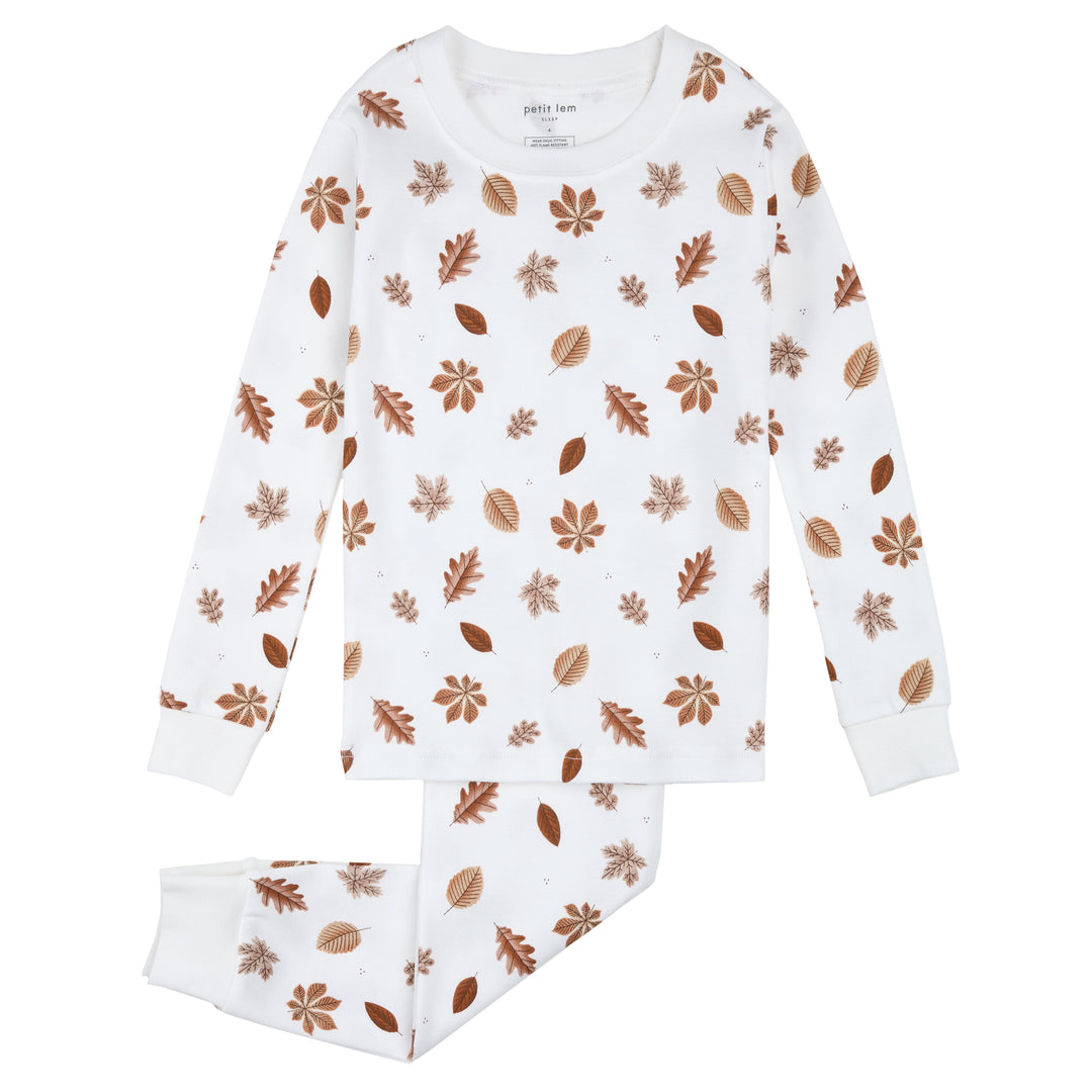 Pyjama deux pièces à imprimé de feuillage d'automne