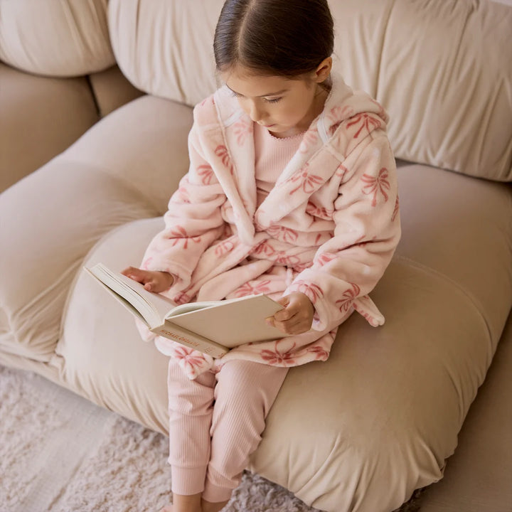 Robe de chambre rose à imprimé de boucles