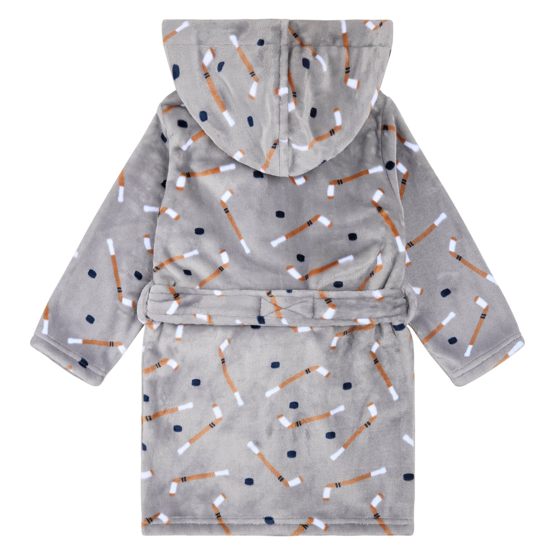 Robe de chambre grise à imprimé de bâtons de hockey