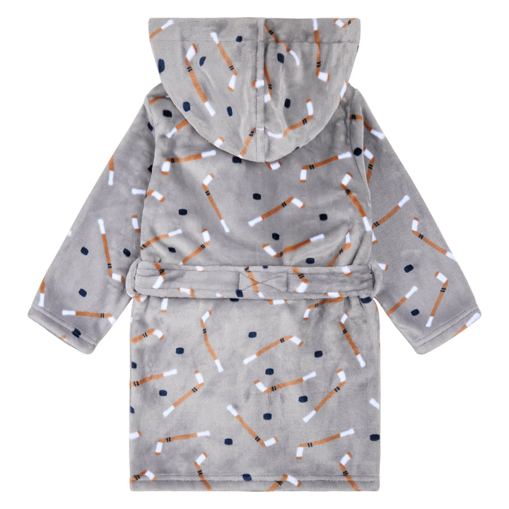 Robe de chambre grise à imprimé de bâtons de hockey