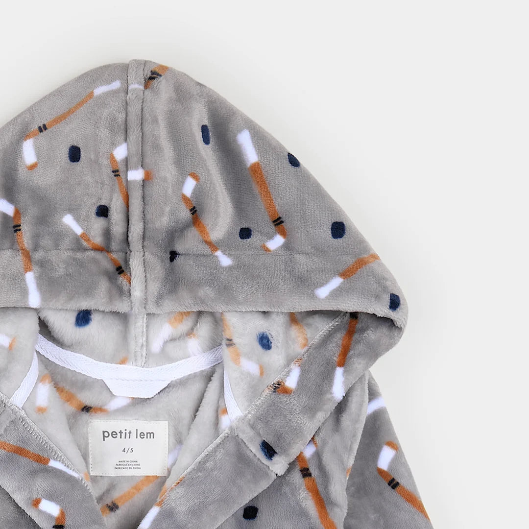 Robe de chambre grise à imprimé de bâtons de hockey