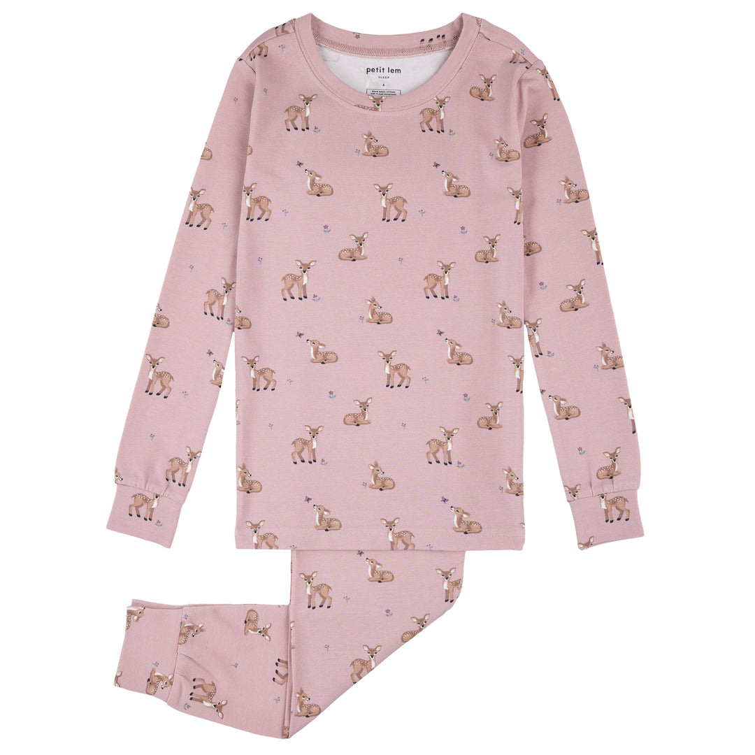 Pyjama deux pièces à imprimé de faons d'automne