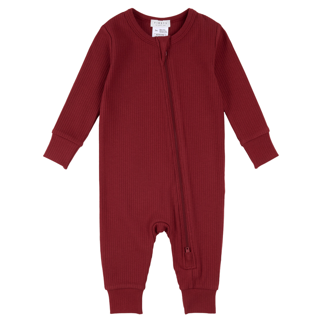 Pyjama une pièce en tricot côtelé poinsettia