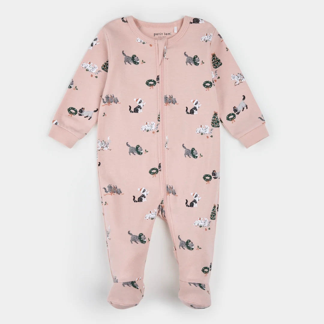 Pyjama une pièce à imprimé de chats festifs