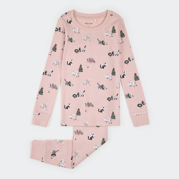 Pyjama deux pièces à imprimé chats festifs