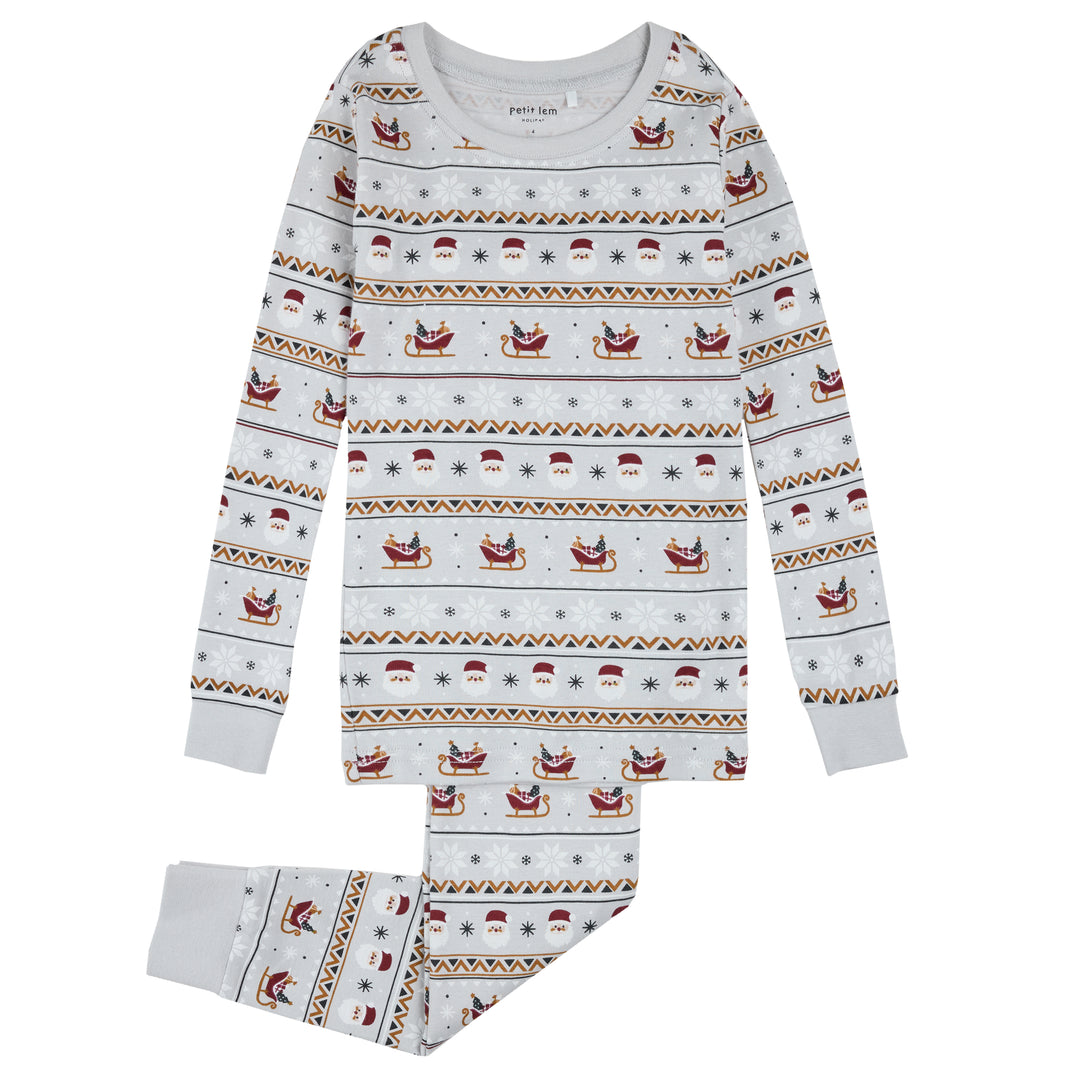 Pyjama deux pièces en tricot côtelé à imprimé "Assortissement festif"