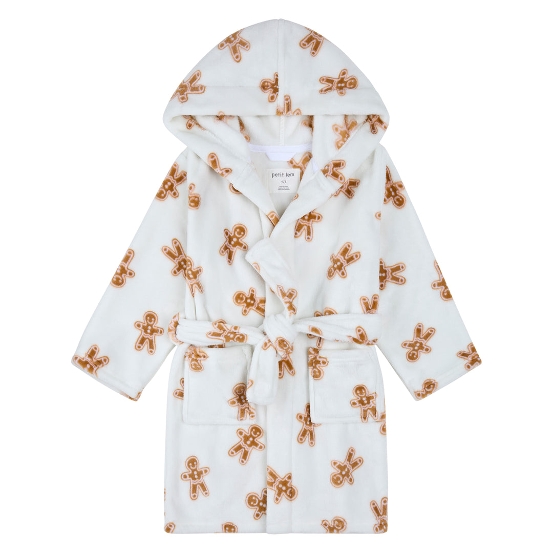 Robe de chambre ivoire à imprimé de bonshommes en pain d'épice