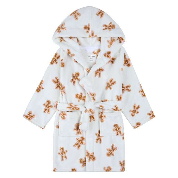 Robe de chambre ivoire à imprimé de bonshommes en pain d'épice