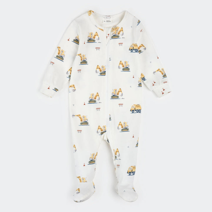 Pyjama une pièce à imprimé de camions d'excavation