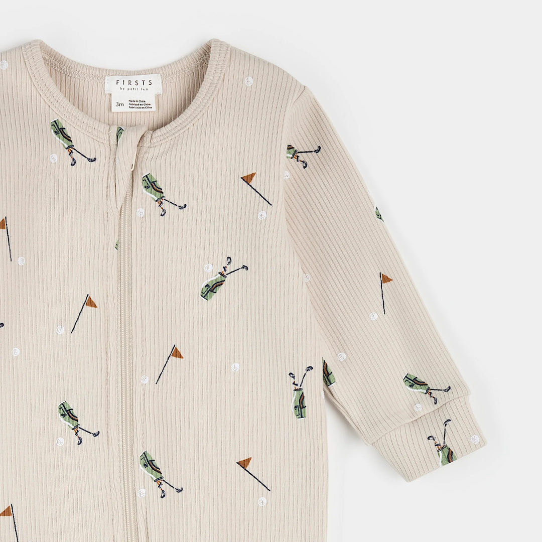 Pyjama une pièce en tricot côtelé à imprimé de cadets de golf