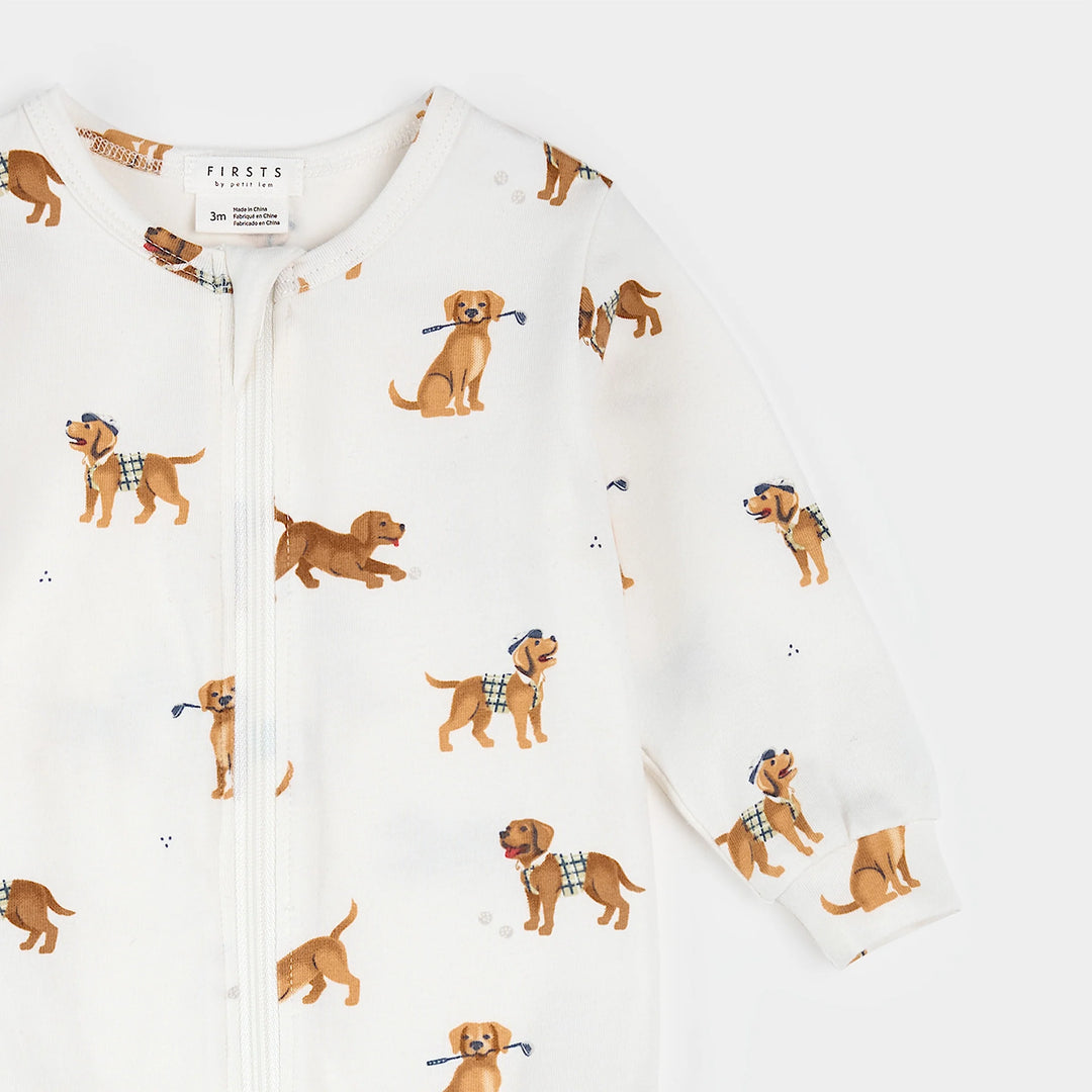 Pyjama une pièce à imprimé de chiots golfeurs