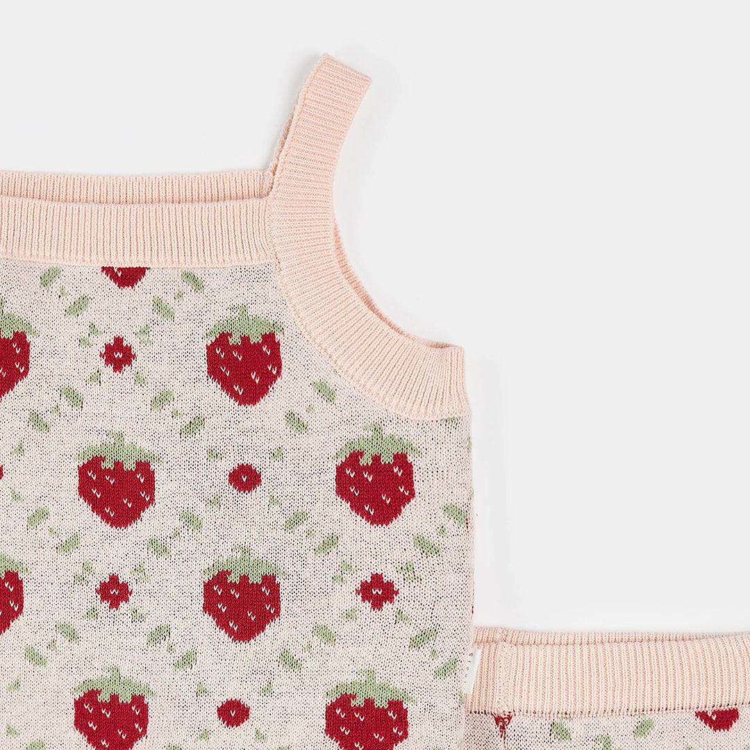 Ensemble deux pièces en tricot à imprimé de fraises