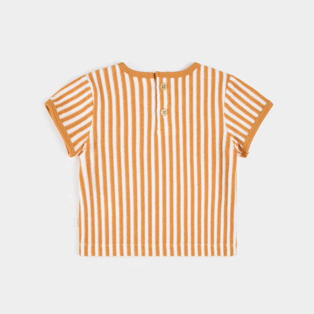 Ensemble deux pièces en tissu éponge à rayures beige