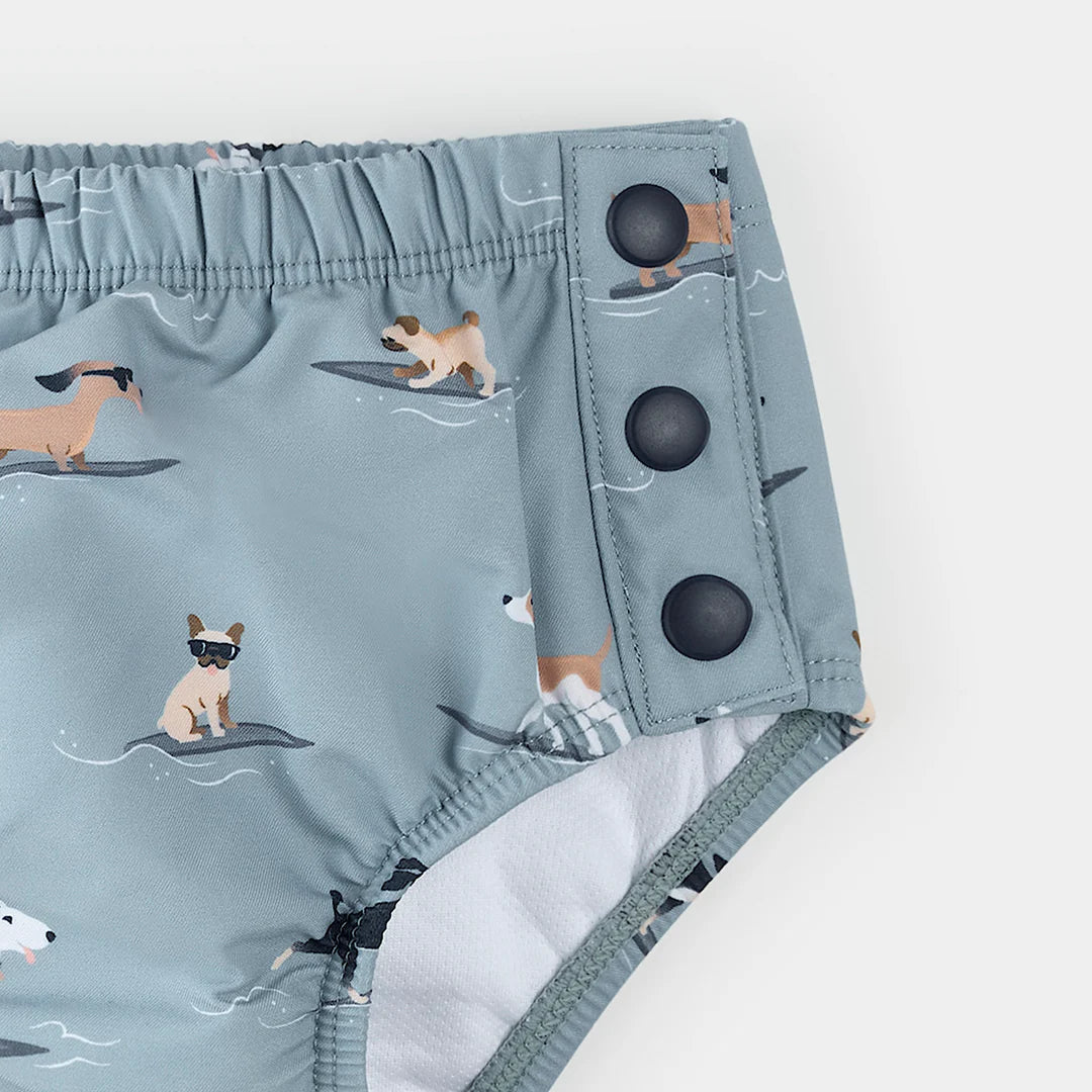 Surfer dog print swim diaper