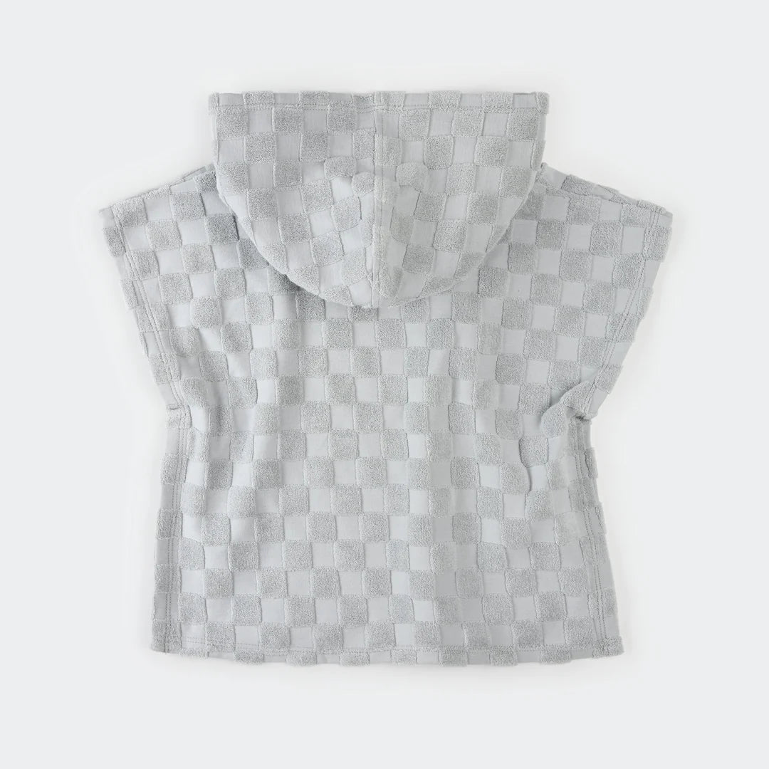 Blue checkered beach poncho