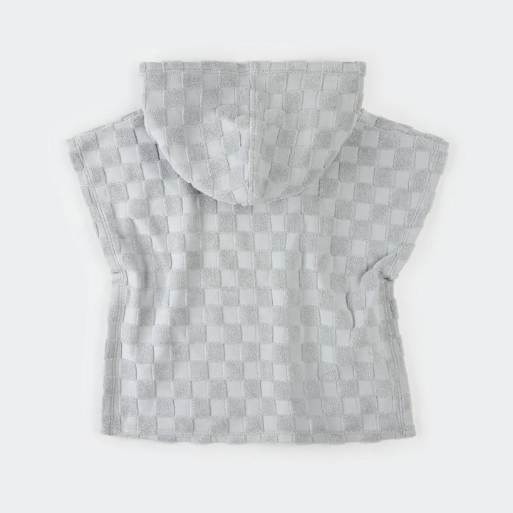 Blue checkered beach poncho