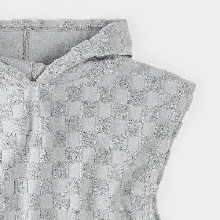 Blue checkered beach poncho