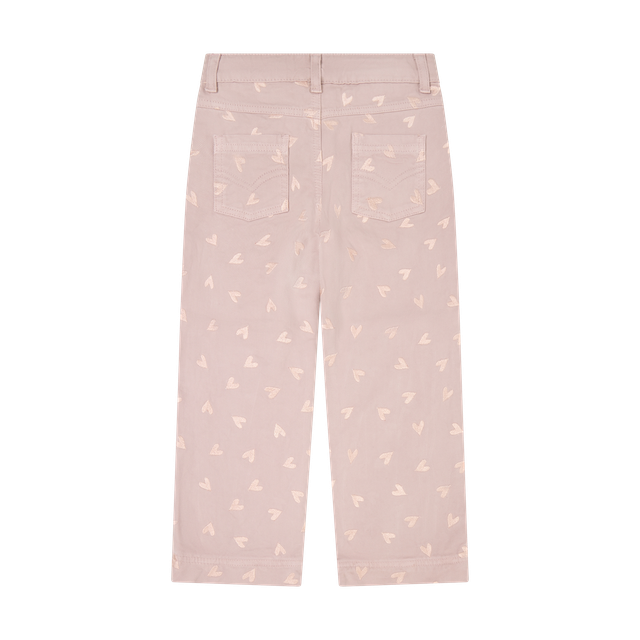 Pantalon rose avec coeurs brodés