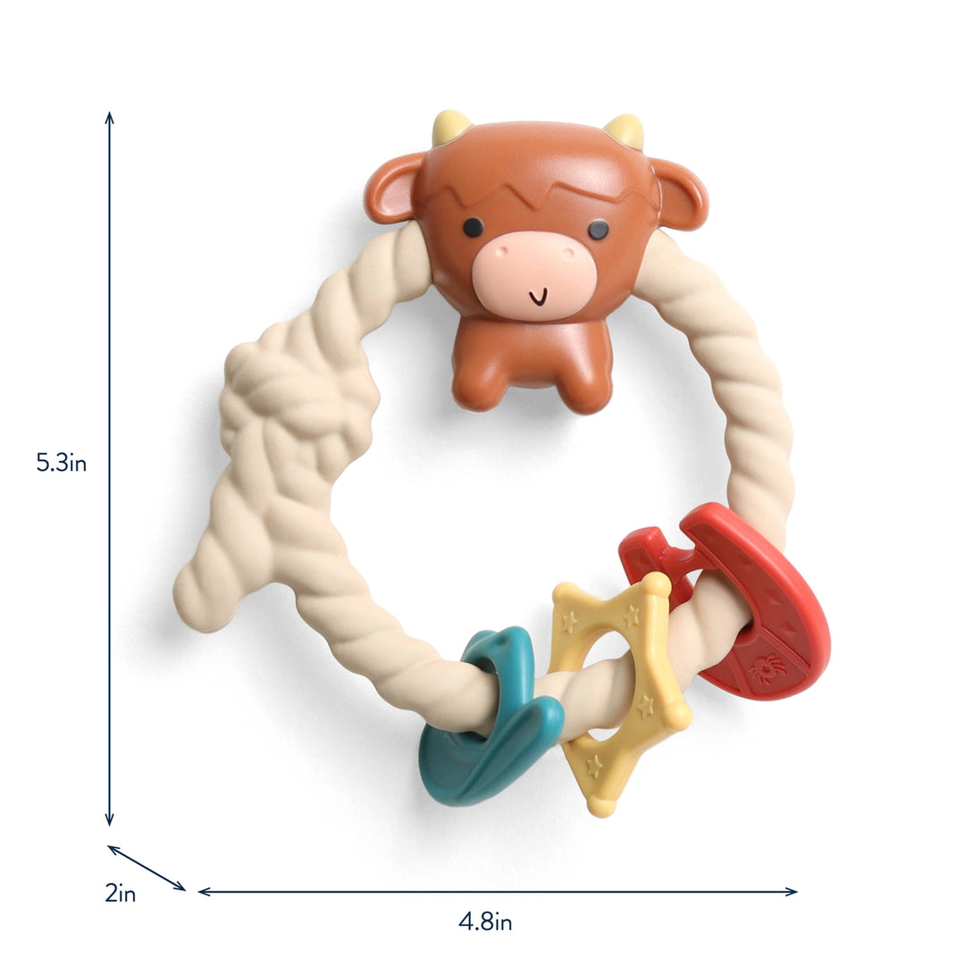 Hochet et anneau de dentition en silicone Ritzy Rattle™ - Vache Highland