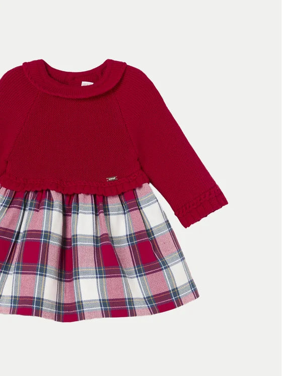 Robe tricot et tartan Rojo