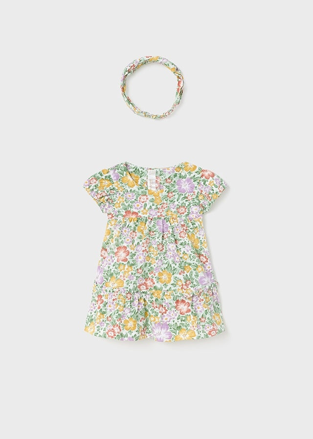 Ensemble Robe et Bandeau à fleurs 2-4 mois