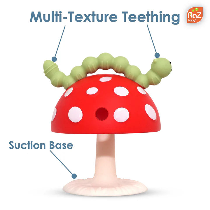 Chompy Mushroom Grip Silicone Teething Ring