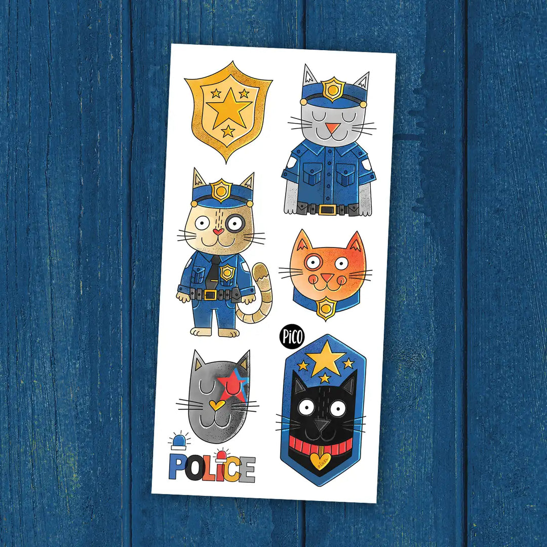 Tatouages temporaires - Pixel le chat policier