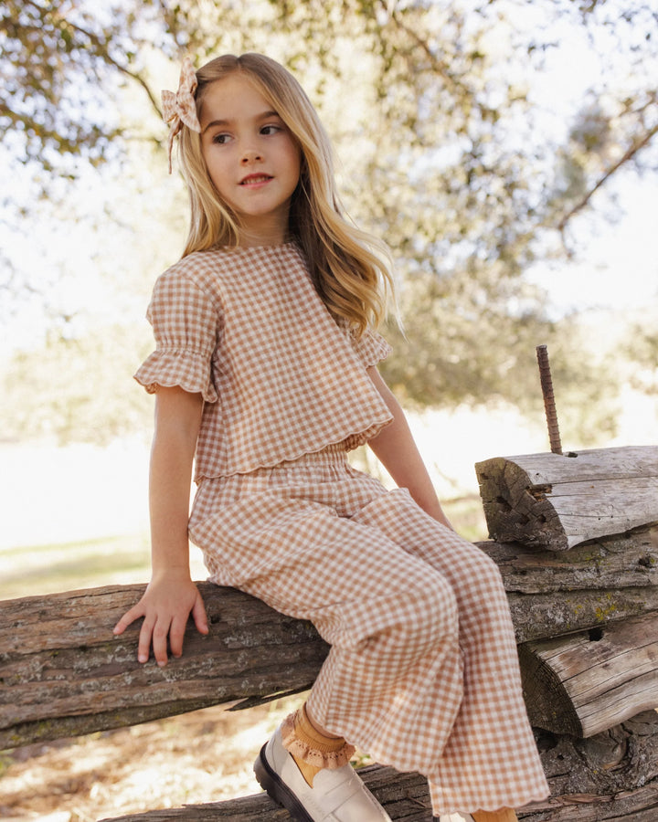 Pantalon à jambes larges - Fawn Gingham
