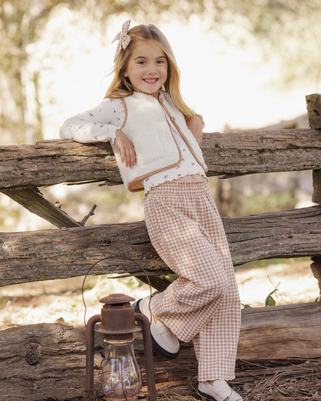 Pantalon à jambes larges - Fawn Gingham
