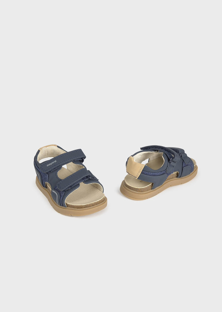 Sandales à velcro contrastées - Marine