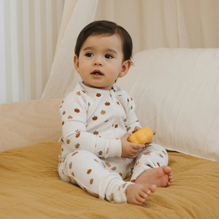 Pyjama une pièce convertible en tricot côtelé Citrouilles
