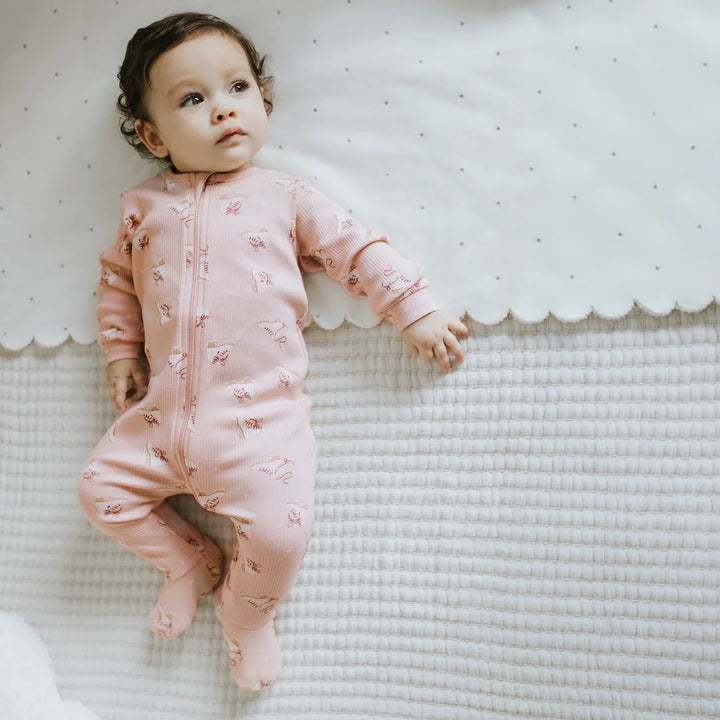 Pyjama une pièce en tricot côtelé à imprimé de patins artistiques