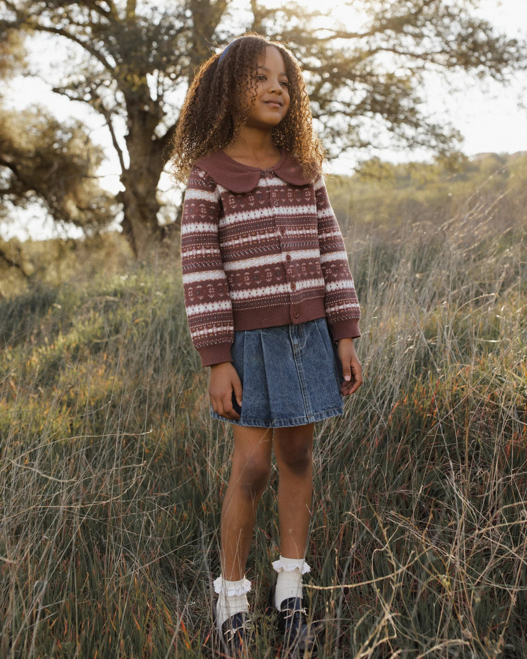 Cardigan Fair Isle - Mulberry Stripes
