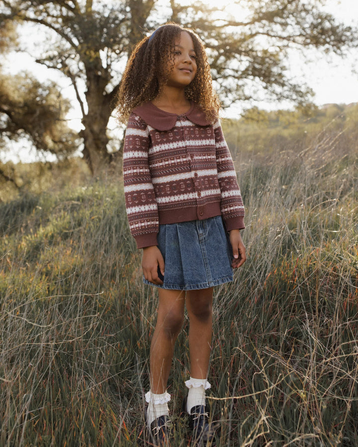 Cardigan Fair Isle - Mulberry Stripes