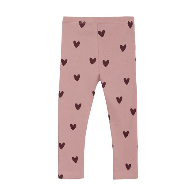 Legging côtelé à imprimé de coeurs