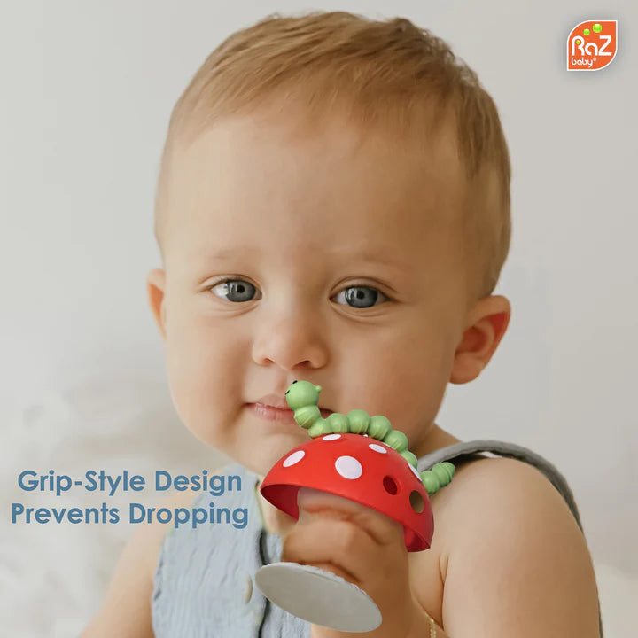 Chompy Mushroom Grip Silicone Teething Ring
