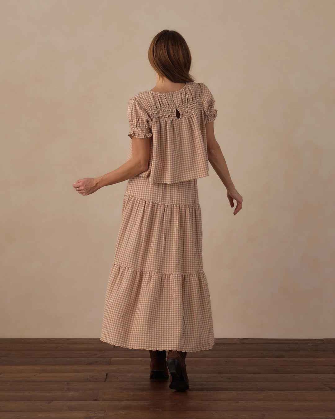Jupe midi à volants pour femme - Fawn Gingham